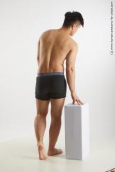 Underwear Man Asian Standing poses - ALL Slim Short Black Standing poses - simple Standard Photoshoot Academic