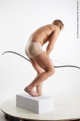Underwear Fighting Man White Athletic Medium Blond Standard Photoshoot Academic