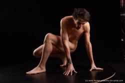 Nude Man Black Kneeling poses - ALL Slim Medium Brown Kneeling poses - on one knee Standard Photoshoot Realistic
