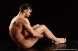 Nude Man White Sitting poses - simple Muscular Short Black Sitting poses - ALL Standard Photoshoot Realistic