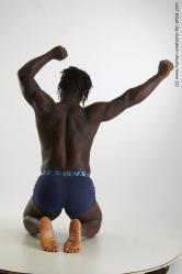 Underwear Man Black Kneeling poses - ALL Muscular Long Kneeling poses - on both knees Black Standard Photoshoot Academic