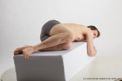 Underwear Man White Laying poses - ALL Average Short Brown Laying poses - on stomach Standard Photoshoot Academic