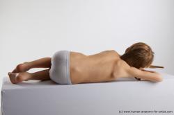 Underwear Man White Laying poses - ALL Slim Medium Blond Laying poses - on side Standard Photoshoot  Academic