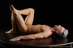 Nude Man White Laying poses - ALL Athletic Short Grey Laying poses - on back Standard Photoshoot Realistic