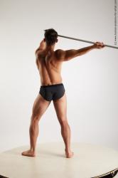 Underwear Gymnastic poses Man White Standing poses - ALL Athletic Short Brown Standing poses - simple Standard Photoshoot Academic