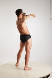 Underwear Gymnastic poses Man White Standing poses - ALL Athletic Short Brown Standing poses - simple Standard Photoshoot Academic