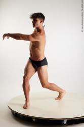 Underwear Gymnastic poses Man White Standing poses - ALL Athletic Short Brown Standing poses - simple Standard Photoshoot Academic