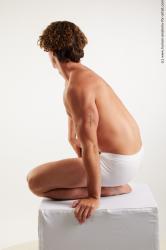 Underwear Man White Kneeling poses - ALL Athletic Medium Brown Kneeling poses - on one knee Standard Photoshoot Academic
