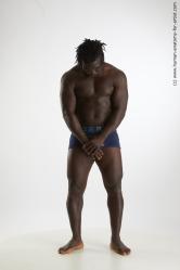 Underwear Man Black Standing poses - ALL Muscular Medium Black Standing poses - simple Standard Photoshoot Academic