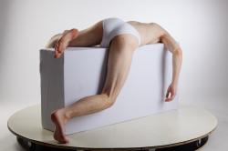 Underwear Man White Laying poses - ALL Slim Medium Brown Laying poses - on stomach Standard Photoshoot Academic