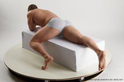 Underwear Man White Laying poses - ALL Muscular Short Brown Laying poses - on stomach Standard Photoshoot Academic