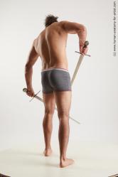 Underwear Fighting with sword Man Black Muscular Long Black Standard Photoshoot Academic