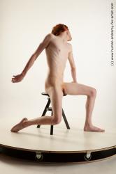 Nude Man White Sitting poses - simple Underweight Short Red Sitting poses - ALL Standard Photoshoot Realistic