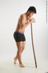 Underwear Man Asian Sitting poses - simple Slim Short Black Sitting poses - ALL Standard Photoshoot Academic