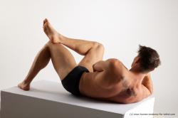 Underwear Man White Laying poses - ALL Athletic Short Brown Laying poses - on side Standard Photoshoot Academic