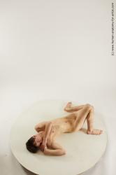 Nude Man White Laying poses - ALL Slim Short Brown Laying poses - on back Multi angles poses Realistic