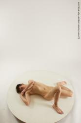 Nude Man White Laying poses - ALL Slim Short Brown Laying poses - on back Multi angles poses Realistic