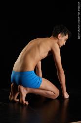 Underwear Man White Kneeling poses - ALL Slim Short Kneeling poses - on both knees Black Standard Photoshoot  Academic