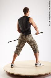 Casual Fighting with sword Man White Standing poses - ALL Athletic Short Brown Standing poses - simple Standard Photoshoot Academic Fighting poses - ALL