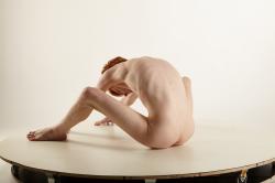 Nude Man White Sitting poses - simple Slim Short Red Sitting poses - ALL Standard Photoshoot Realistic