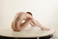 Nude Man White Sitting poses - simple Slim Short Red Sitting poses - ALL Standard Photoshoot Realistic