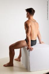 Underwear Man White Sitting poses - simple Athletic Short Brown Sitting poses - ALL Standard Photoshoot Academic