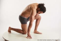 Underwear Man Black Kneeling poses - ALL Muscular Long Kneeling poses - on one knee Black Standard Photoshoot Academic